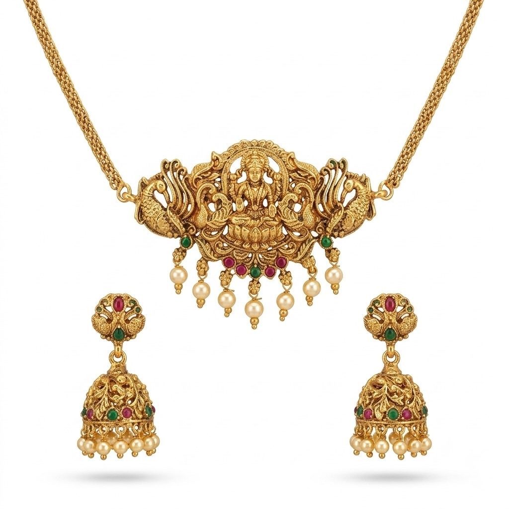 Gajalakshmi Antique Set — necklaces — Star Jewels artificial jewelry