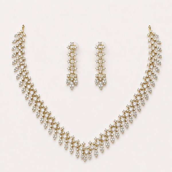 Diamond Dew Necklace Set — Gold — necklaces — Star Jewels artificial jewelry
