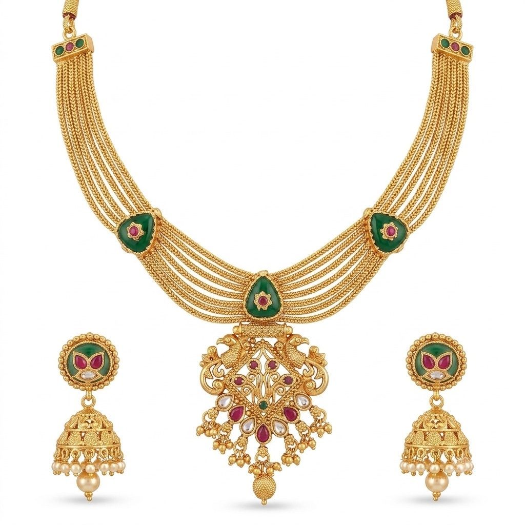 Mayura Temple Set — necklaces — Star Jewels artificial jewelry