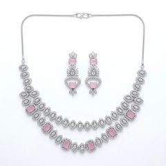 Rhodium-Plated Pink Zirconia Set