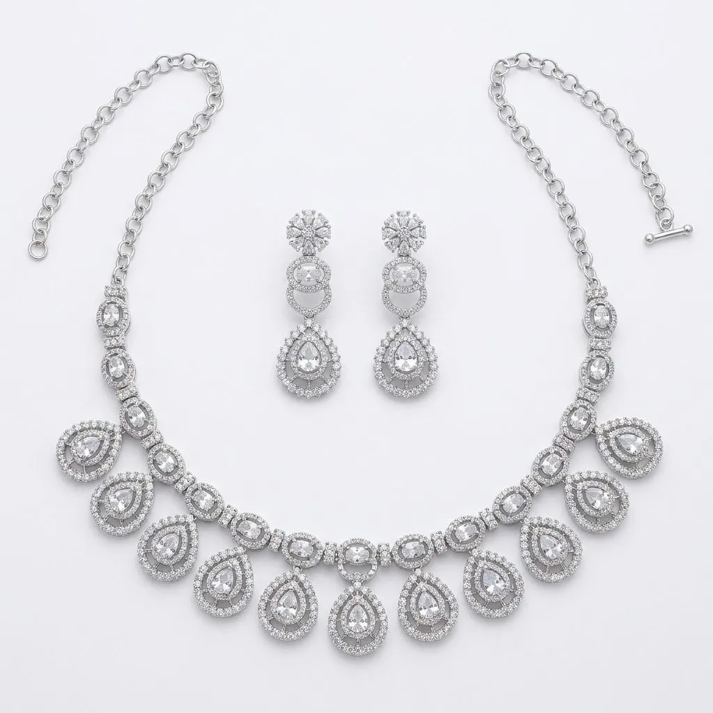 Teardrop AD Necklace Set — necklaces — Star Jewels artificial jewelry