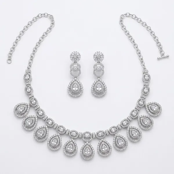 Teardrop AD Necklace Set — necklaces — Star Jewels artificial jewelry