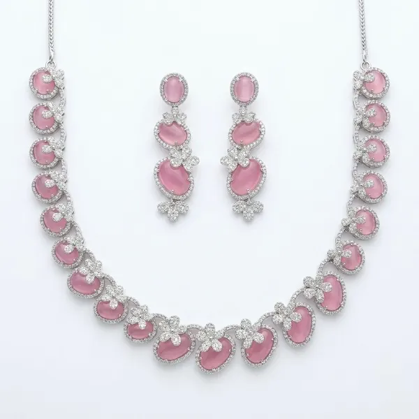 Blush Pink AD Set — necklaces — Star Jewels artificial jewelry