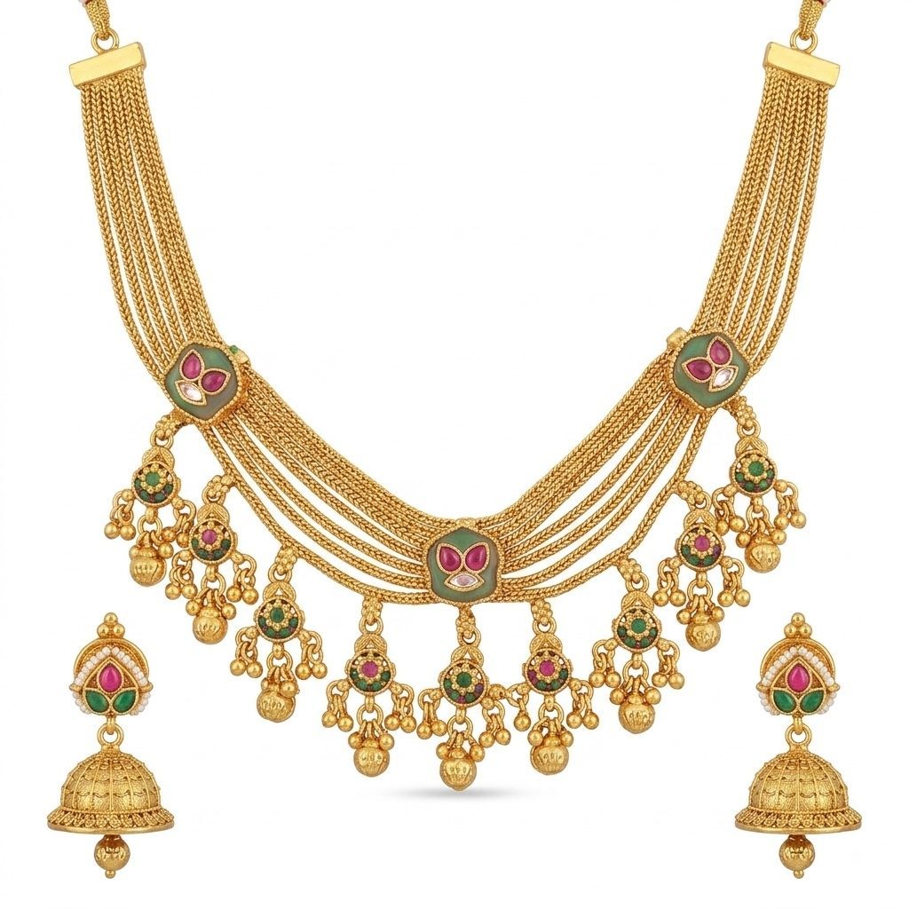 The Imperial Kundan & Gold Choker Set — necklaces — Star Jewels artificial jewelry