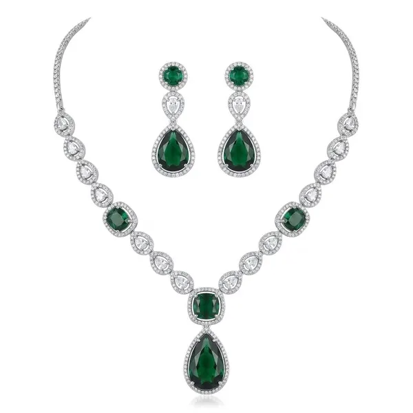 Emerald Teardrop Royale Set — necklaces — Star Jewels artificial jewelry