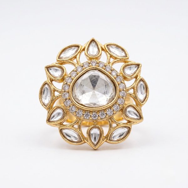Chandrika Lotus Ring  — rings — Star Jewels artificial jewelry