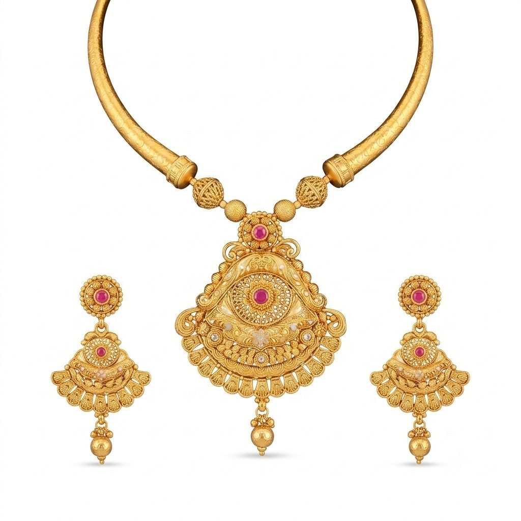Rajvada Ruby Necklace Set — necklaces — Star Jewels artificial jewelry