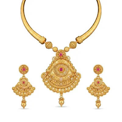 Rajvada Ruby Necklace Set — necklaces — Star Jewels artificial jewelry