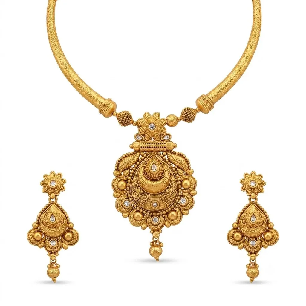 Rajvada Ruby Necklace Set — necklaces — Star Jewels artificial jewelry