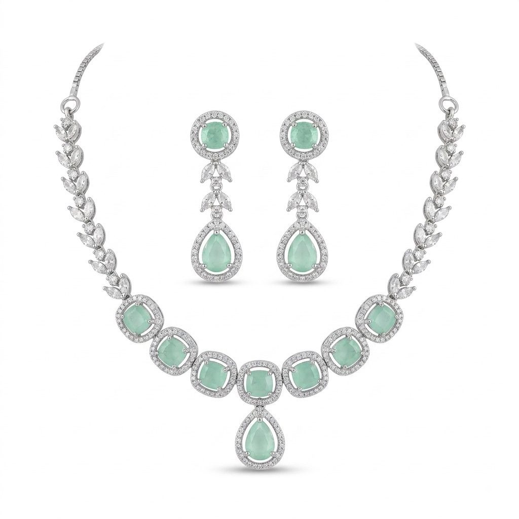 Ocean Mist Tear-Drop Diamond Set — necklaces — Star Jewels artificial jewelry