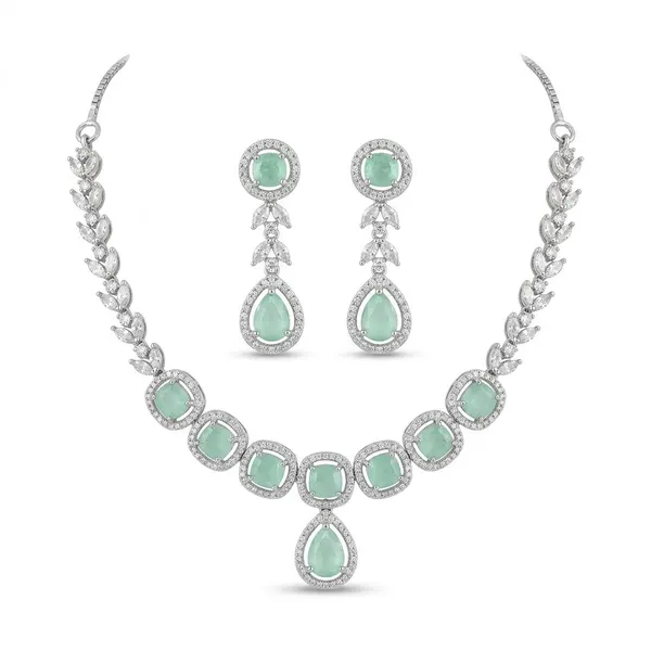 Ocean Mist Tear-Drop Diamond Set — necklaces — Star Jewels artificial jewelry