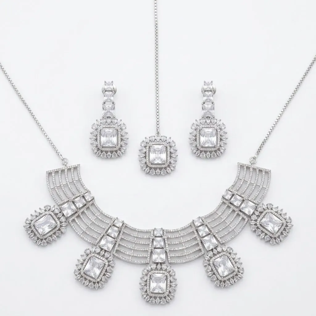Regal Radiance AD Necklace Set  — necklaces — Star Jewels artificial jewelry