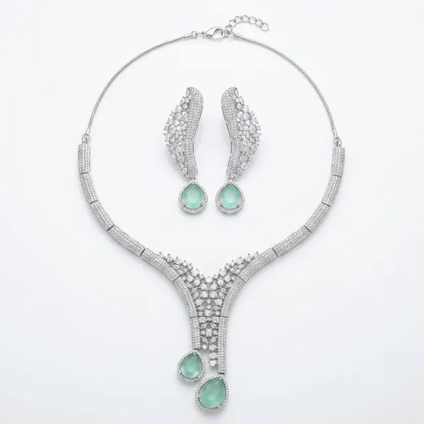Aqua Mist AD Necklace Set  — necklaces — Star Jewels artificial jewelry