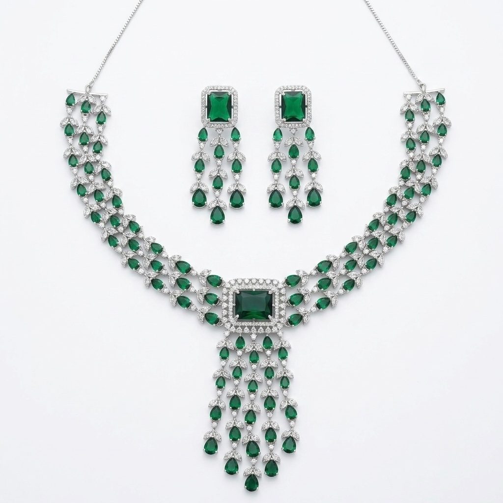 Emerald Royale Statement Set  — necklaces — Star Jewels artificial jewelry