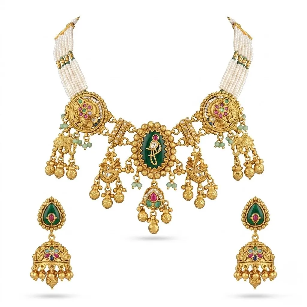 Heritage Peacock Set — necklaces — Star Jewels artificial jewelry