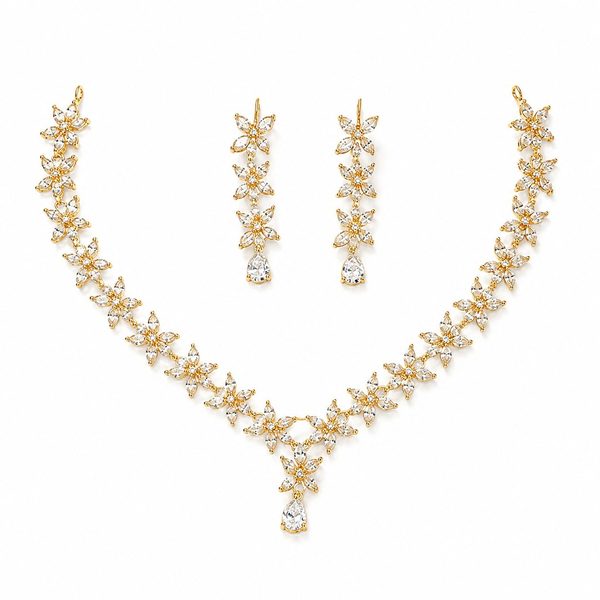 Royal Blossom Set — Antique Gold — necklaces — Star Jewels artificial jewelry