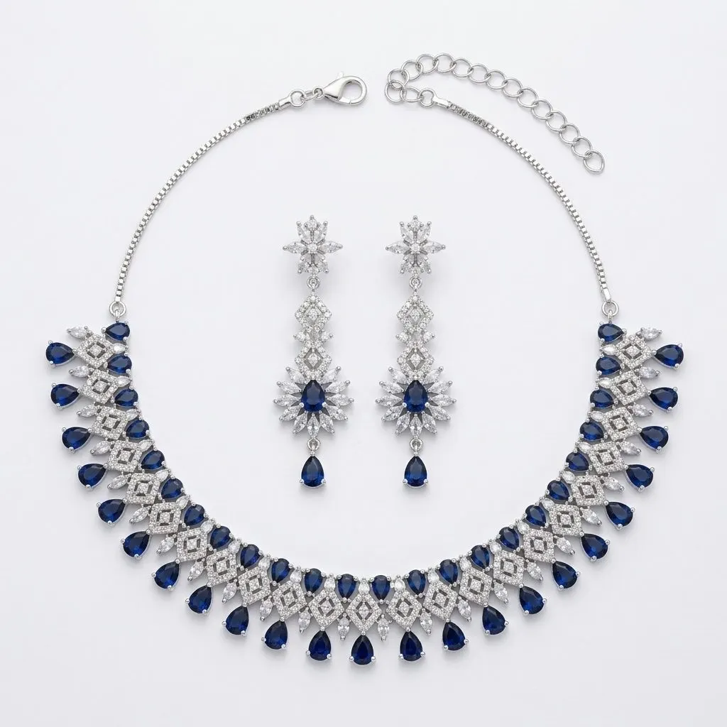 Neelam Drop Necklace Set — necklaces — Star Jewels artificial jewelry