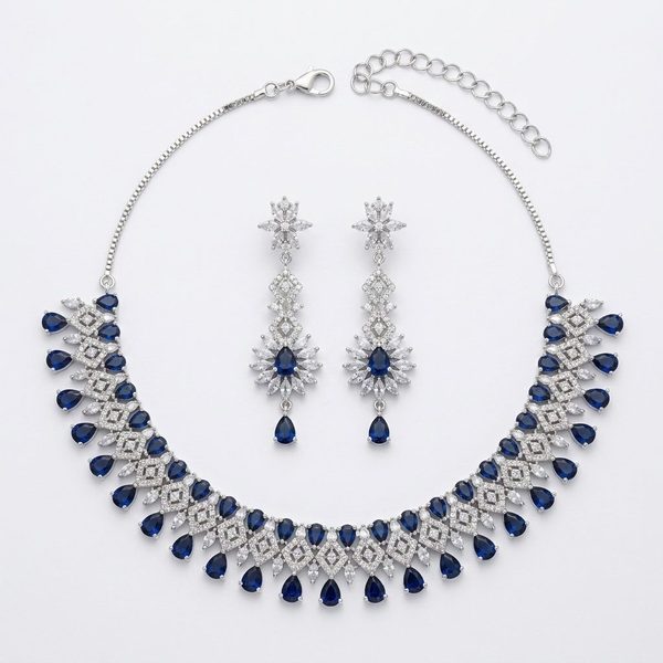 Neelam Drop Necklace Set — necklaces — Star Jewels artificial jewelry